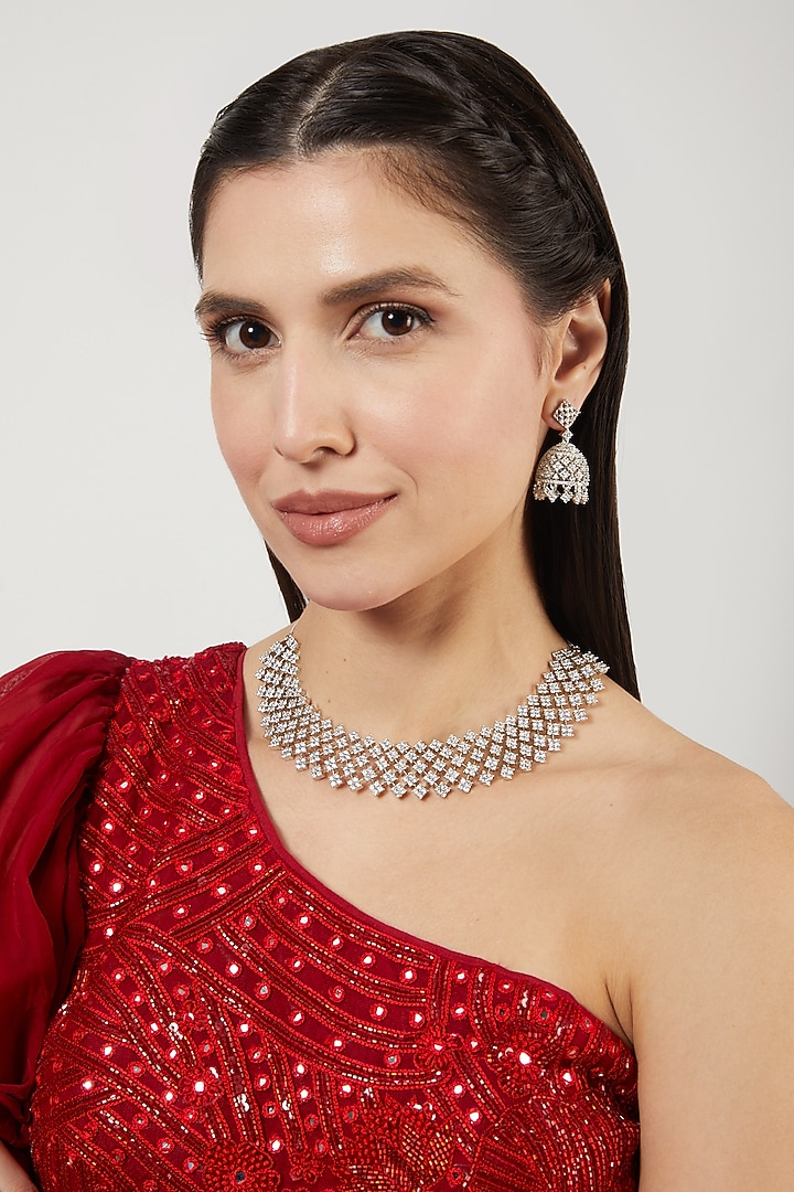 White Finish Zircon Necklace Set by Aster at Pernia's Pop Up Shop