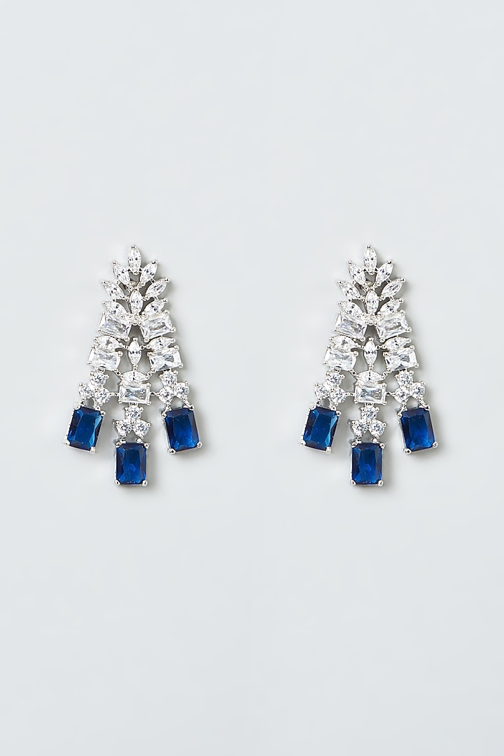 White Finish Zircon & Blue Drop Stone Necklace Set by Aster at Pernia's Pop Up Shop