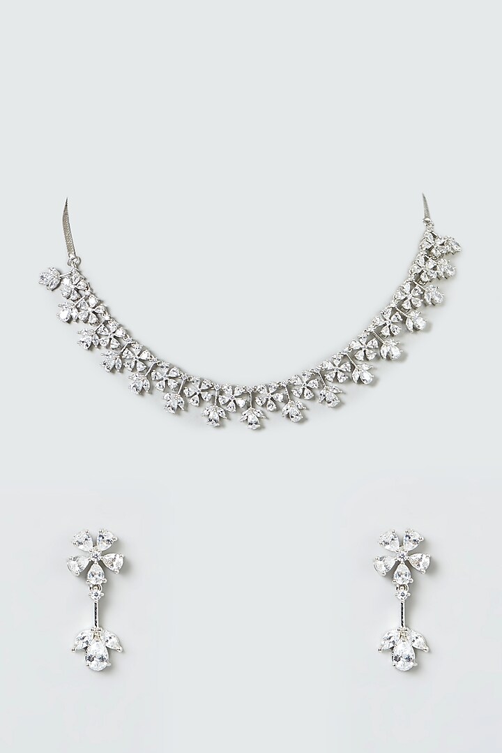 White Finish Zircon Necklace Set by Aster at Pernia's Pop Up Shop