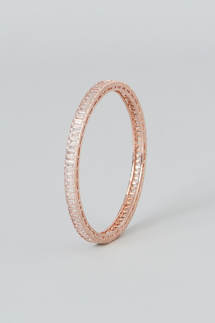 Rose Gold Finish Zircons Bangles (Set Of 4) by Aster at Pernia's Pop Up Shop
