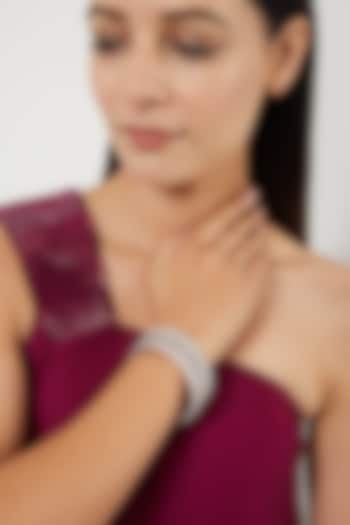 White Finish Zircon Bangles (Set of 2) by Aster at Pernia's Pop Up Shop