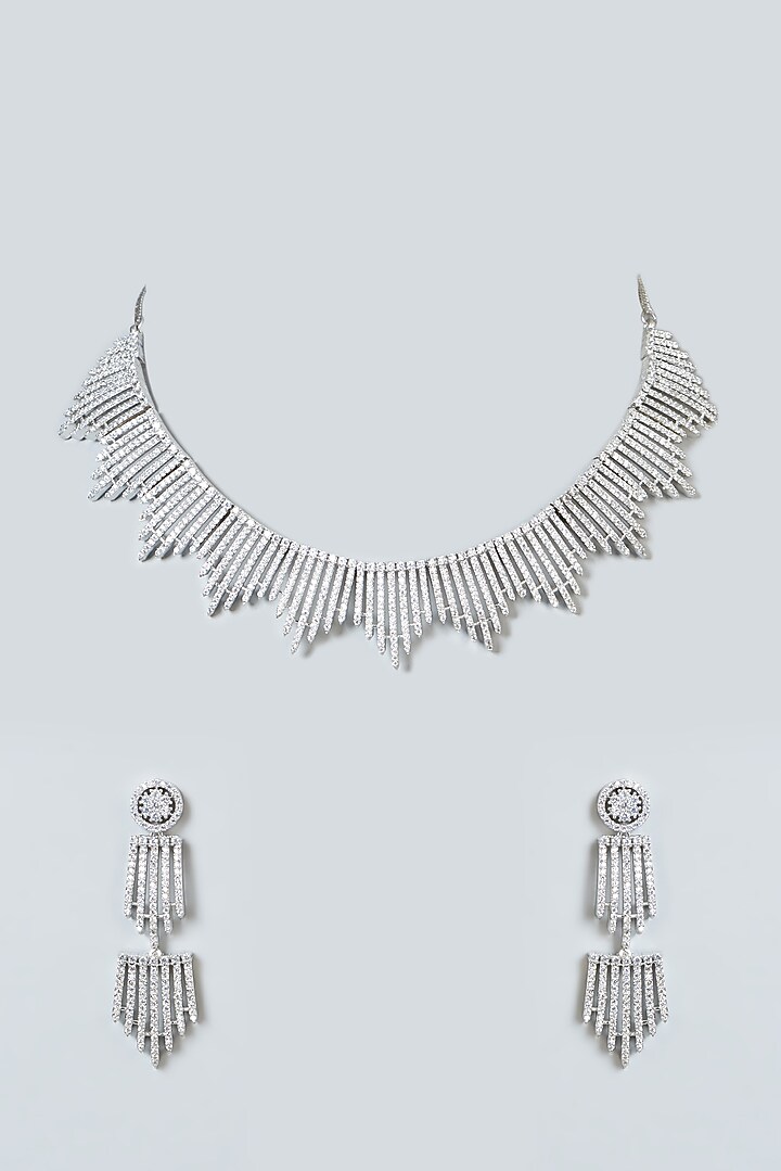 White Finish Zircon Choker Necklace Set by Aster at Pernia's Pop Up Shop