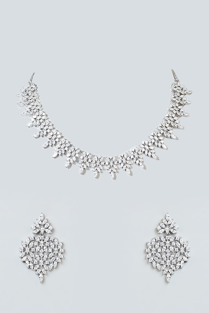 White Finish Zircon Choker Necklace Set by Aster at Pernia's Pop Up Shop