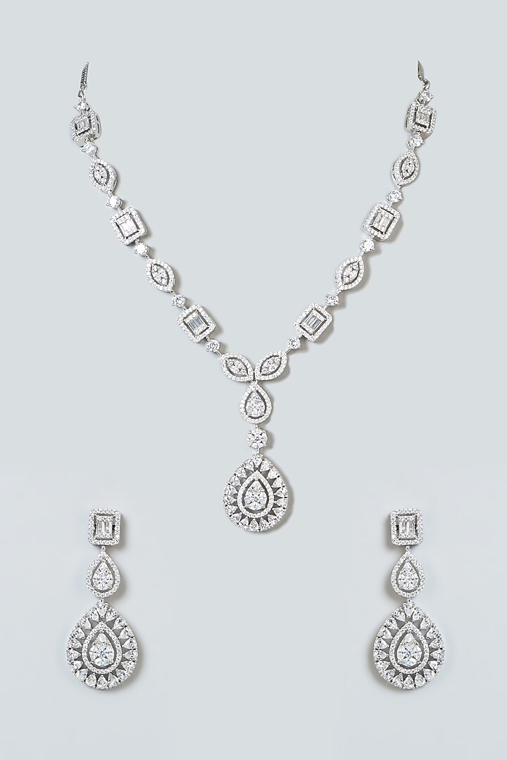White Finish Zircon Necklace Set by Aster at Pernia's Pop Up Shop