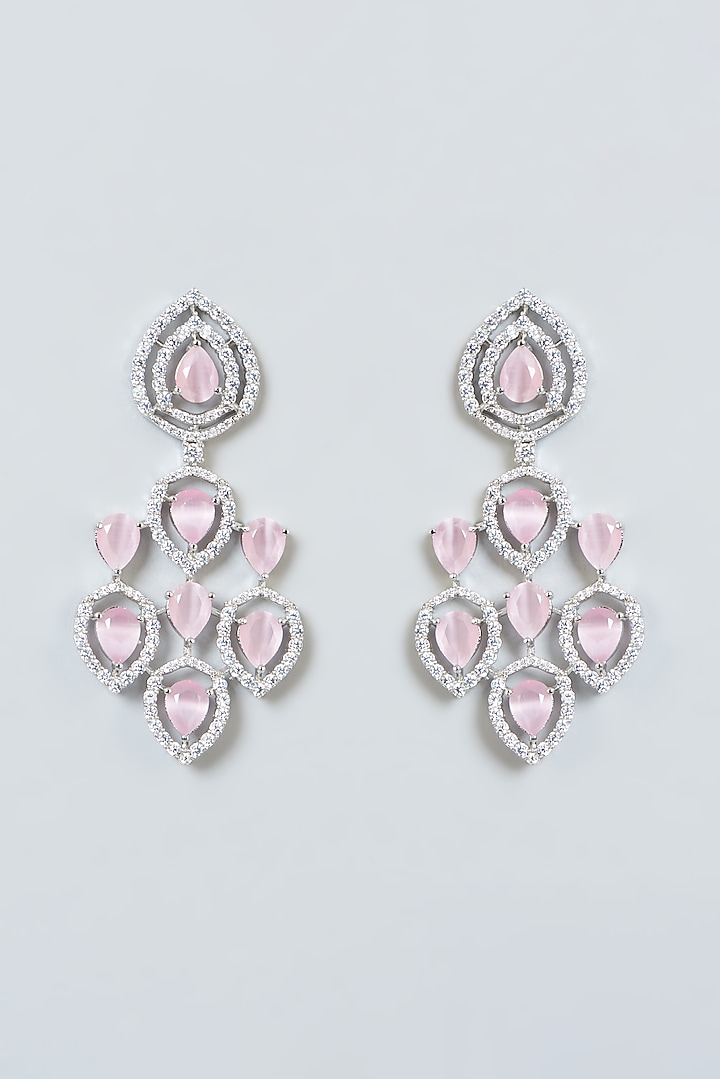 White Finish Zircon & Pink Stone Choker Necklace Set by Aster at Pernia's Pop Up Shop