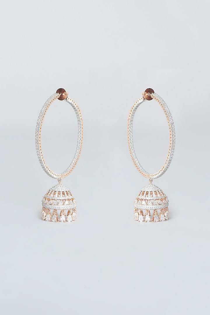 Rose Gold Finish Zircon Dangler Earrings by Aster at Pernia's Pop Up Shop