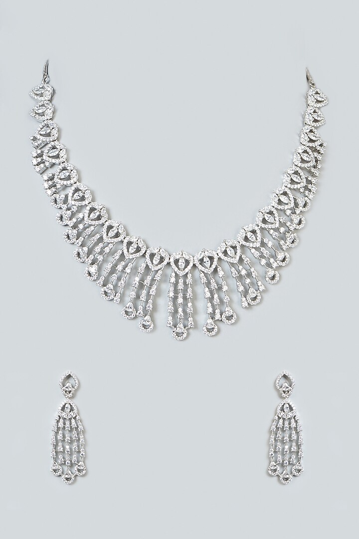 White Finish Zircon Choker Necklace Set by Aster at Pernia's Pop Up Shop