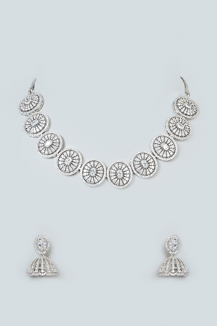 White Finish Zircon Choker Necklace Set by Aster at Pernia's Pop Up Shop