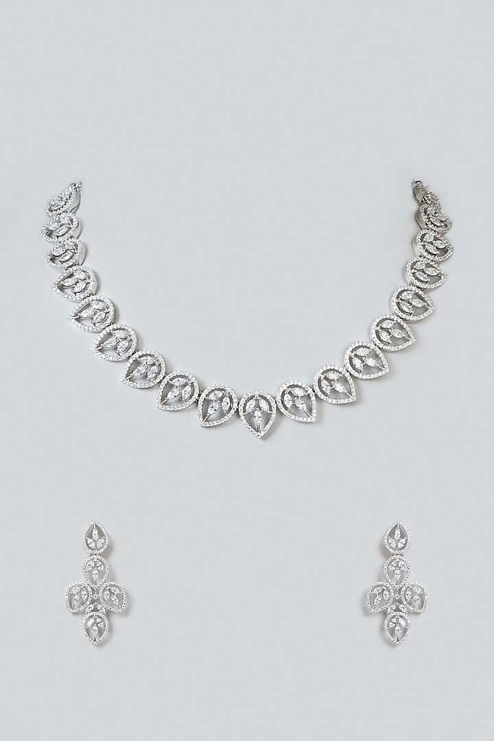 White Finish Zircon Necklace Set by Aster at Pernia's Pop Up Shop