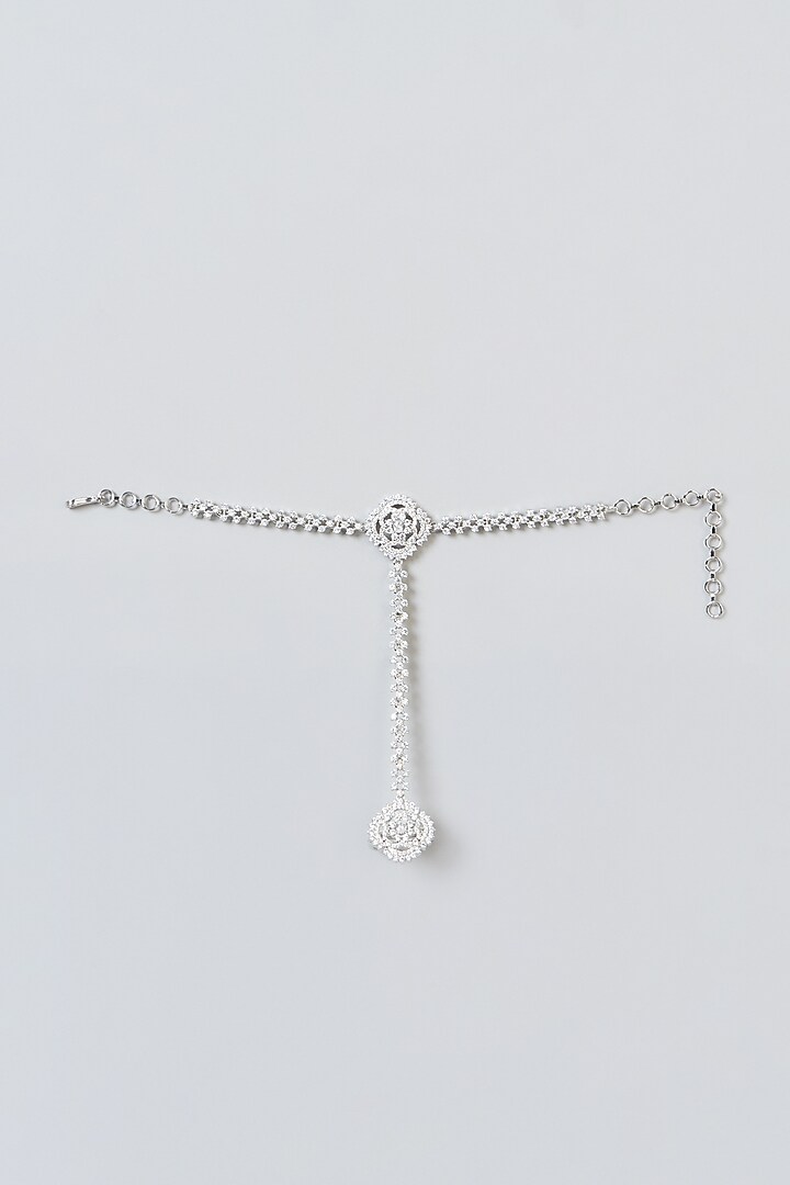 White Finish Zircon Hand Harness (Set of 2) by Aster at Pernia's Pop Up Shop