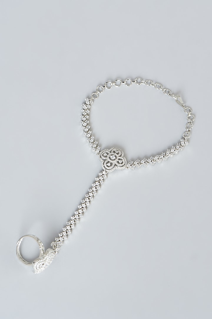 White Finish Zircon Hand Harness (Set of 2) by Aster at Pernia's Pop Up Shop