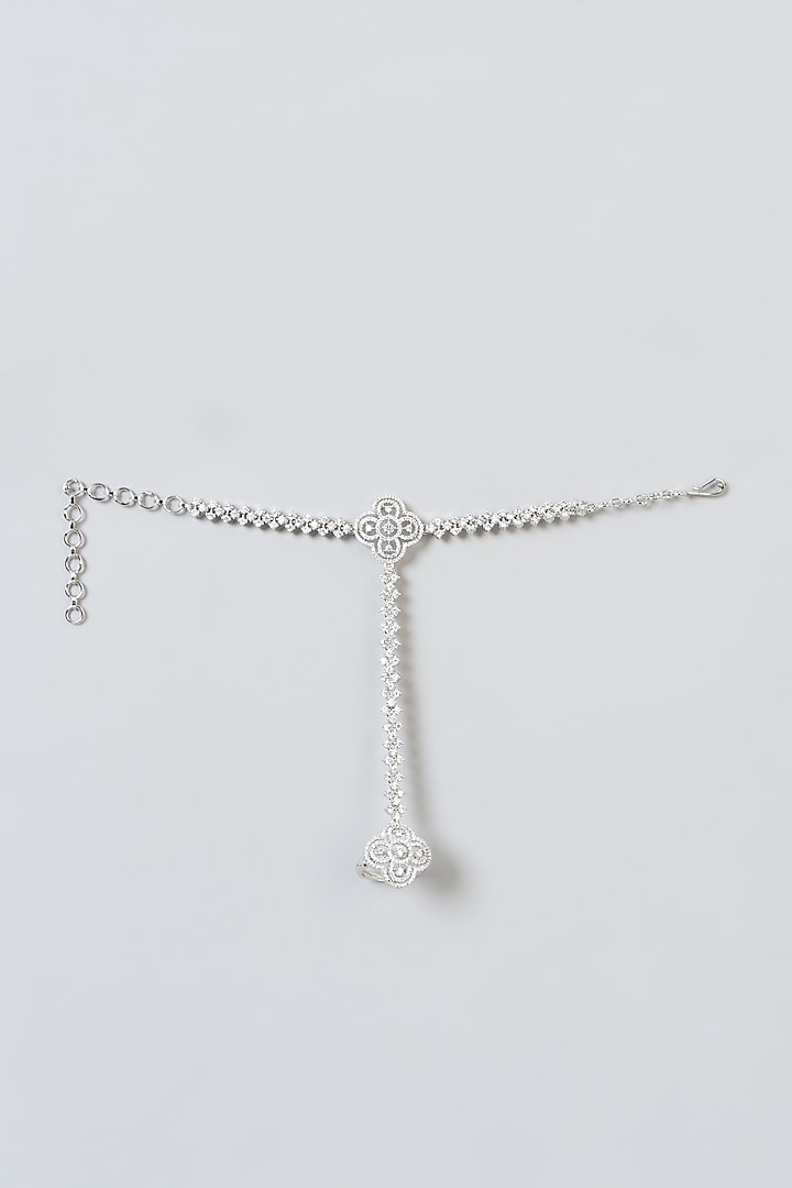 White Finish Zircon Hand Harness (Set of 2) by Aster at Pernia's Pop Up Shop