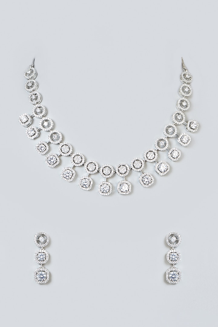 White Finish Zircon Necklace Set by Aster at Pernia's Pop Up Shop