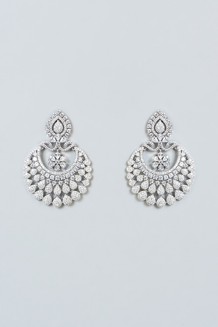 White Finish Zircon Dangler Earrings by Aster at Pernia's Pop Up Shop