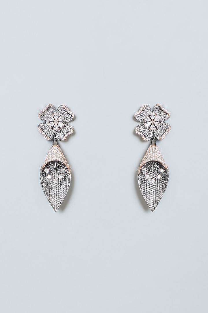Two-Tone Finish Zircon Dangler Earrings by Aster at Pernia's Pop Up Shop