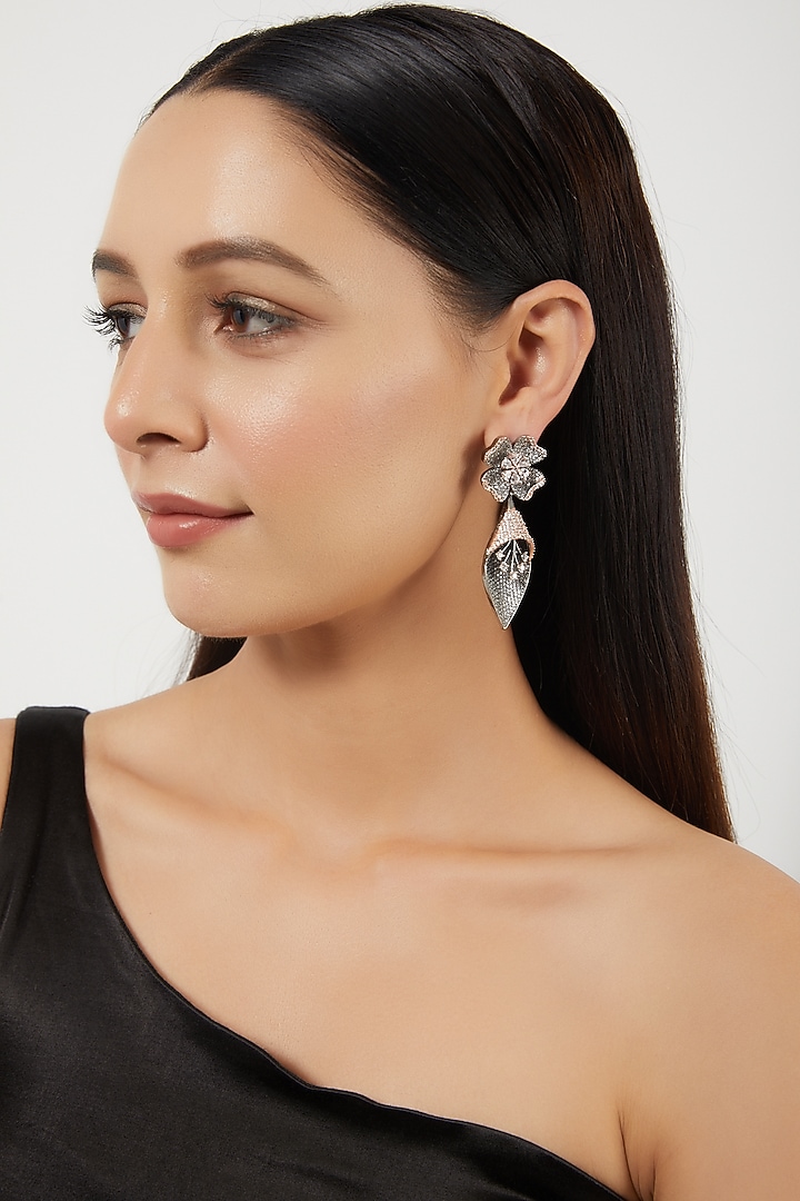 Two-Tone Finish Zircon Dangler Earrings by Aster at Pernia's Pop Up Shop
