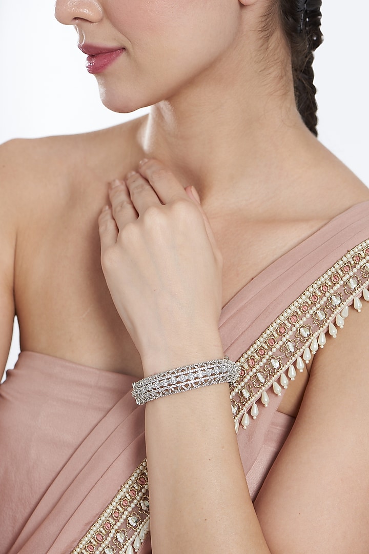 White Finish Zircon Bracelet by Aster at Pernia's Pop Up Shop
