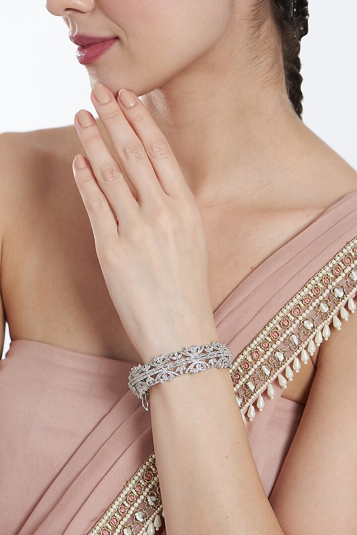 White Finish Zircon Bracelet by Aster at Pernia's Pop Up Shop