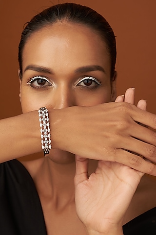 White Finish Zircon Bracelet by Aster