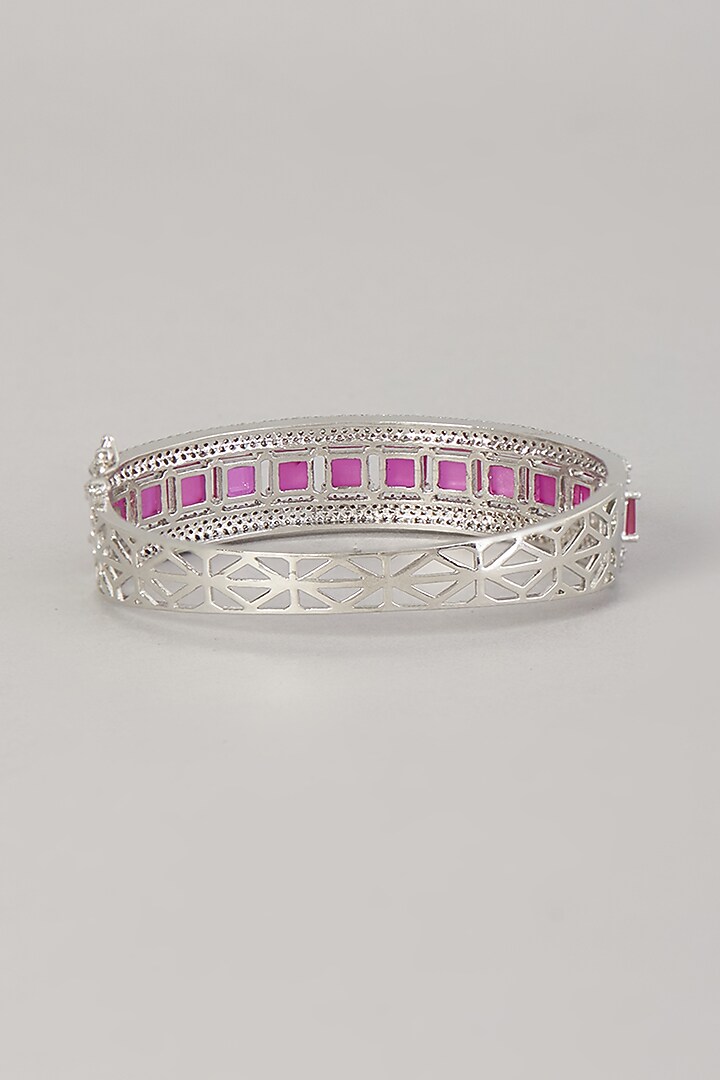 White Finish Zircon & Pink Stone Bracelet by Aster at Pernia's Pop Up Shop