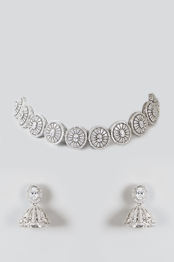 White Finish Zircon Choker Necklace Set by Aster at Pernia's Pop Up Shop