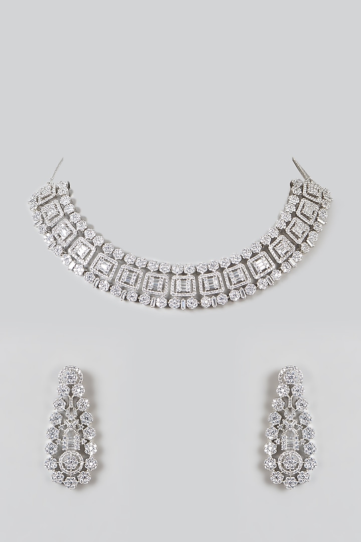 White Finish Zircon Necklace Set by Aster at Pernia's Pop Up Shop