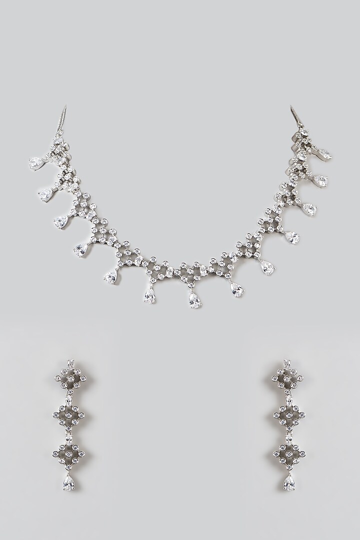 White Finish Zircon Necklace Set by Aster at Pernia's Pop Up Shop