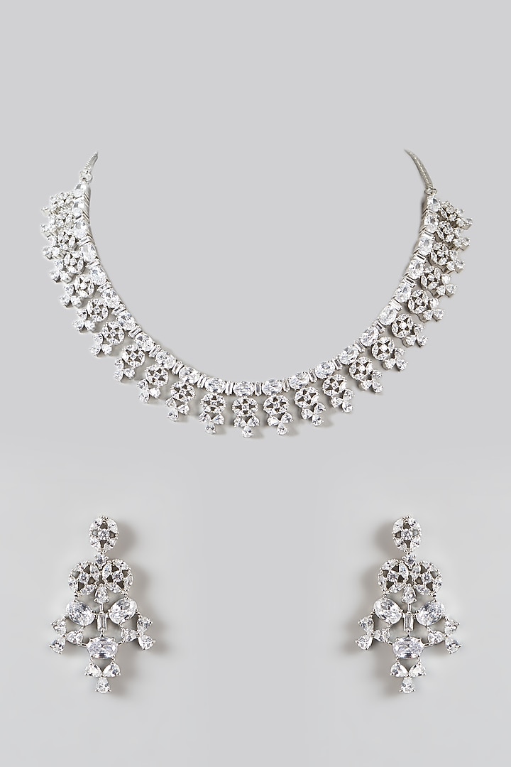 White Finish Zircon Necklace Set by Aster at Pernia's Pop Up Shop