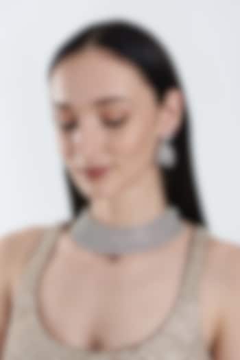 White Finish Zircon Choker Necklace Set by Aster