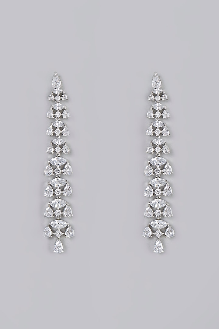 White Finish Zircon Dangler Earrings by Aster at Pernia's Pop Up Shop
