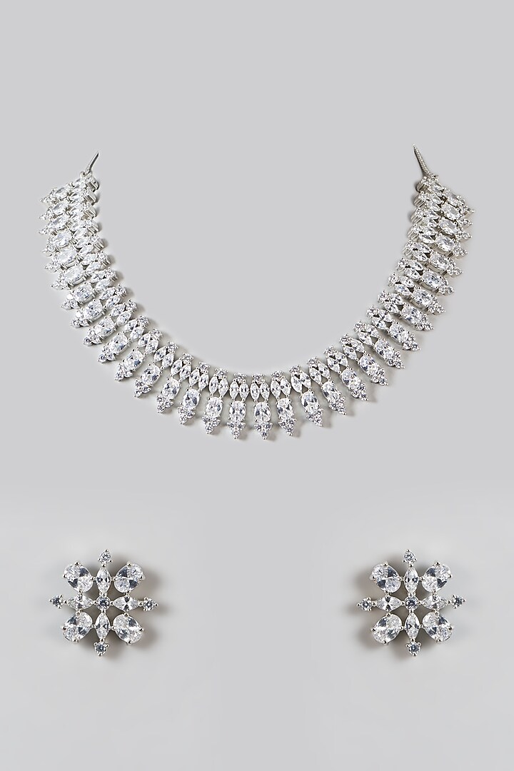 White Finish Zircon Necklace Set by Aster at Pernia's Pop Up Shop