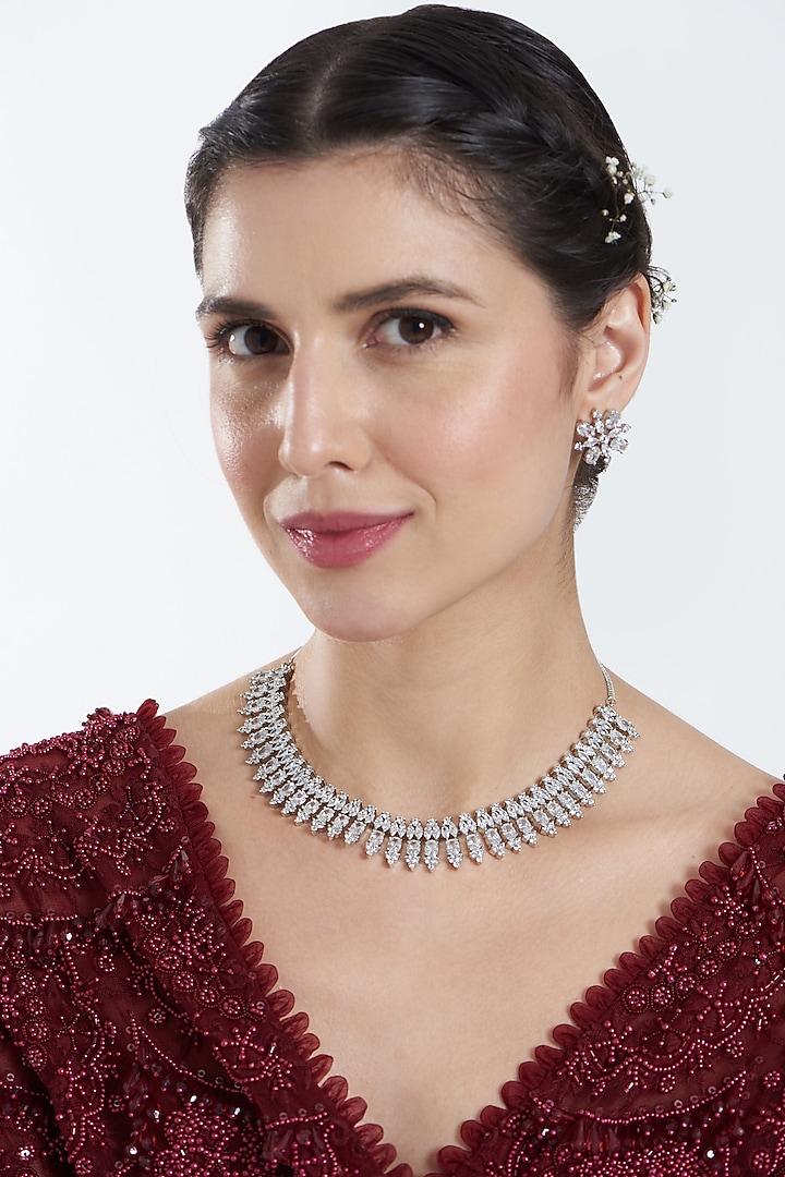 White Finish Zircon Necklace Set by Aster at Pernia's Pop Up Shop