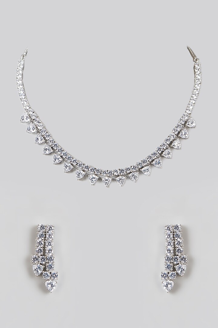 White Finish Zircon Necklace Set by Aster at Pernia's Pop Up Shop
