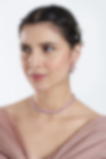 Rose Gold Finish Zircon & Pink Stones Necklace Set by Aster at Pernia's Pop Up Shop