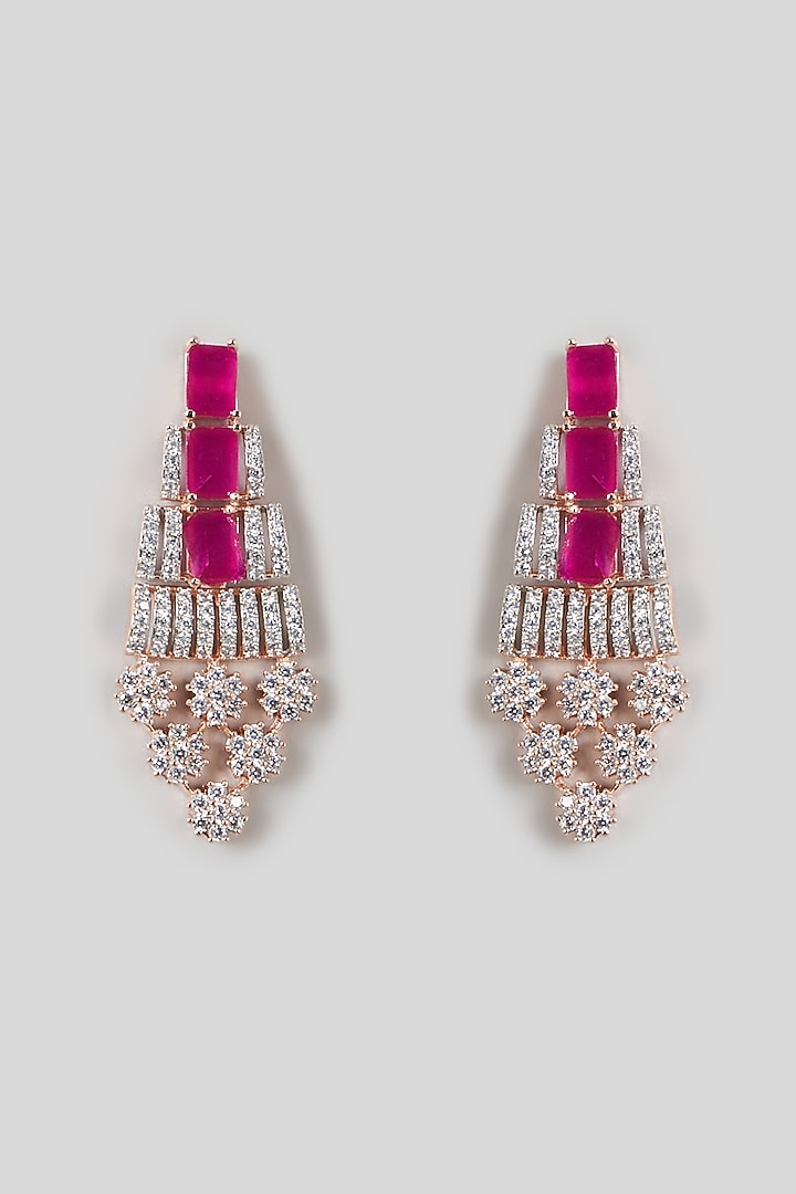 Rose Gold Finish Zircon & Ruby Necklace Set by Aster at Pernia's Pop Up Shop