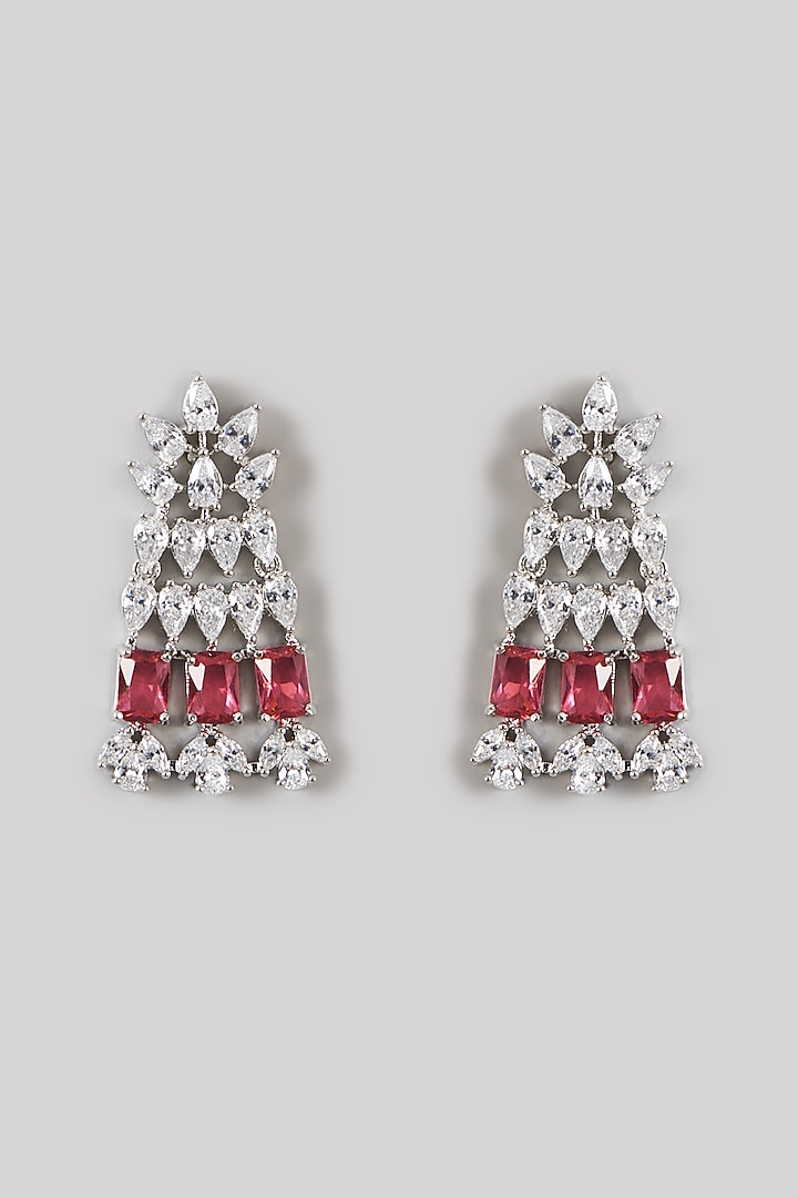 White Finish Zircon & Ruby Stone Necklace Set by Aster at Pernia's Pop Up Shop