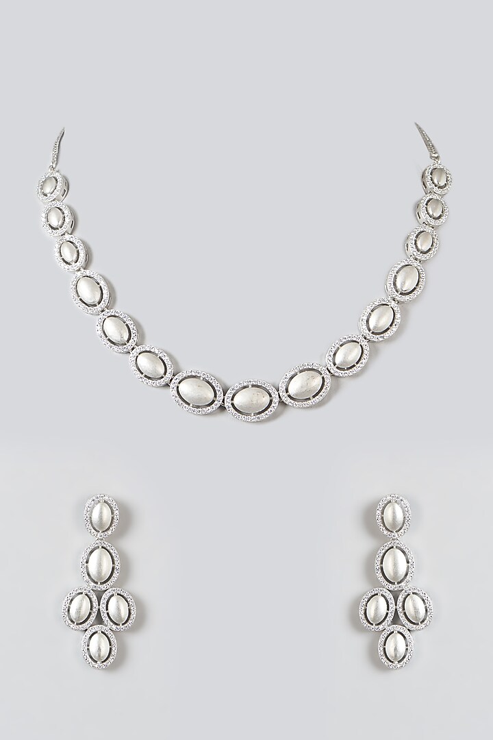 White Finish Zircon Necklace Set by Aster at Pernia's Pop Up Shop