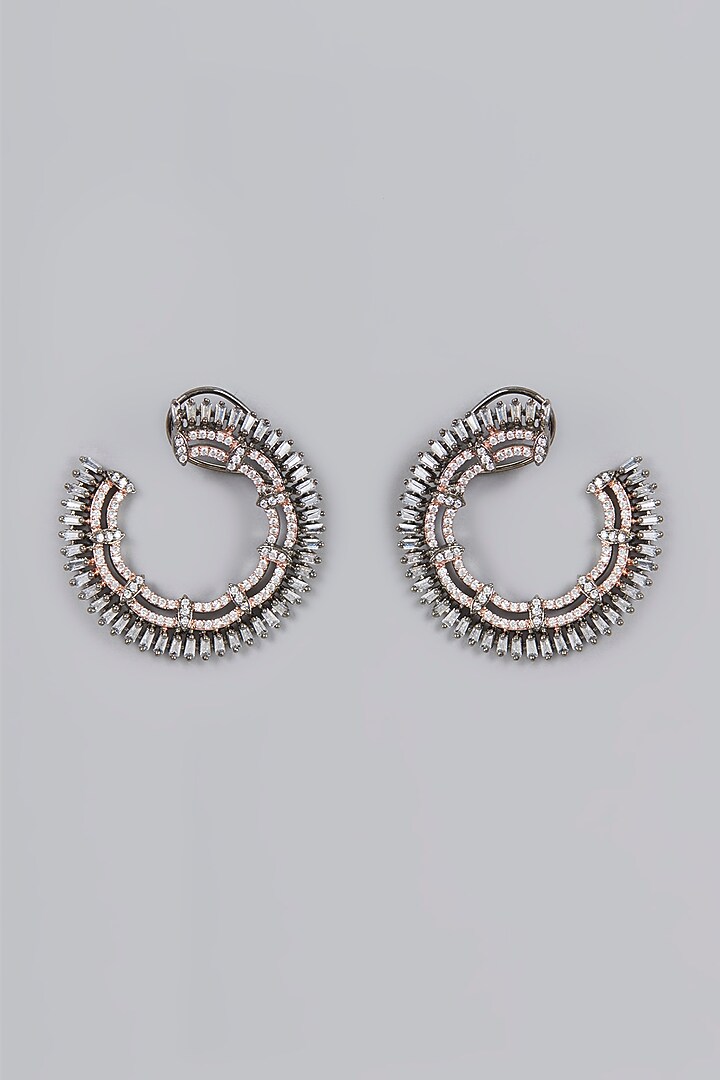 Two Tone Finish Zircon Stud Earrings by Aster at Pernia's Pop Up Shop