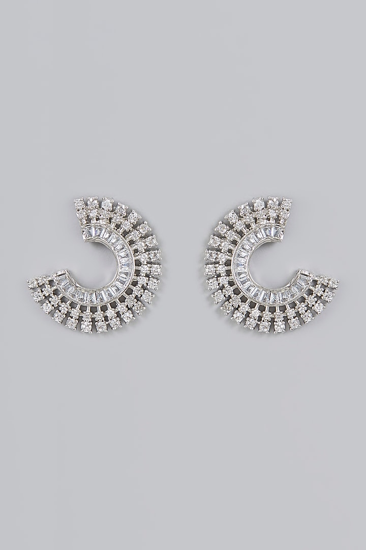 White Finish Zircon Stud Earrings by Aster at Pernia's Pop Up Shop