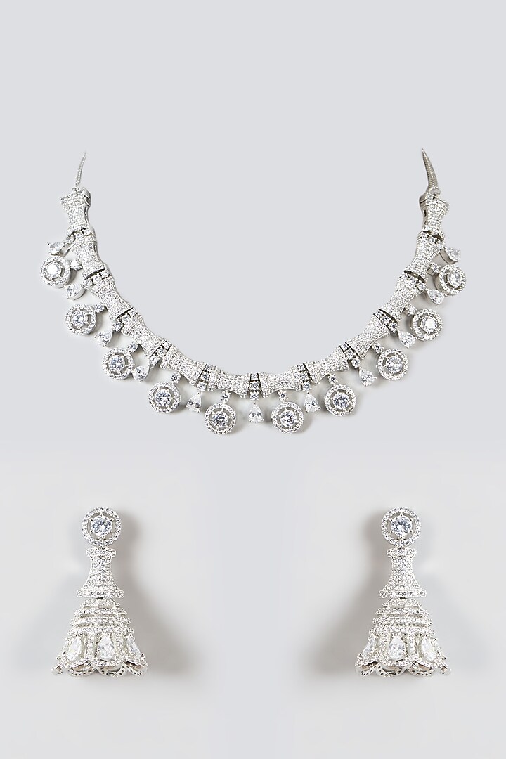 White Finish Zircon Necklace Set by Aster at Pernia's Pop Up Shop