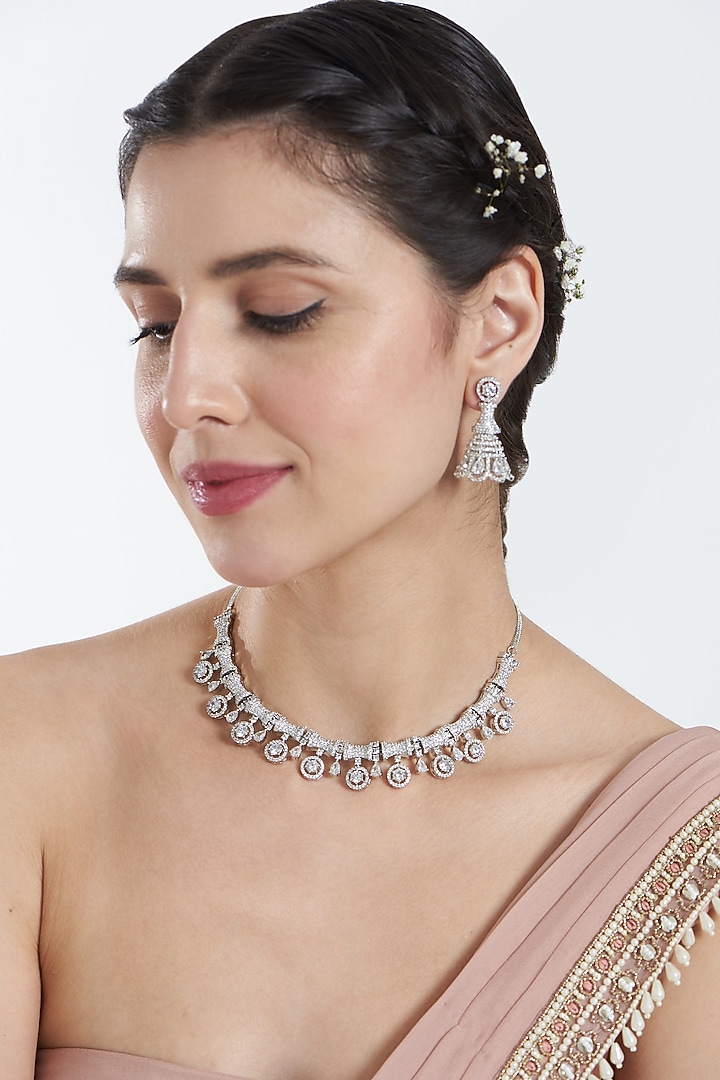 White Finish Zircon Necklace Set by Aster at Pernia's Pop Up Shop