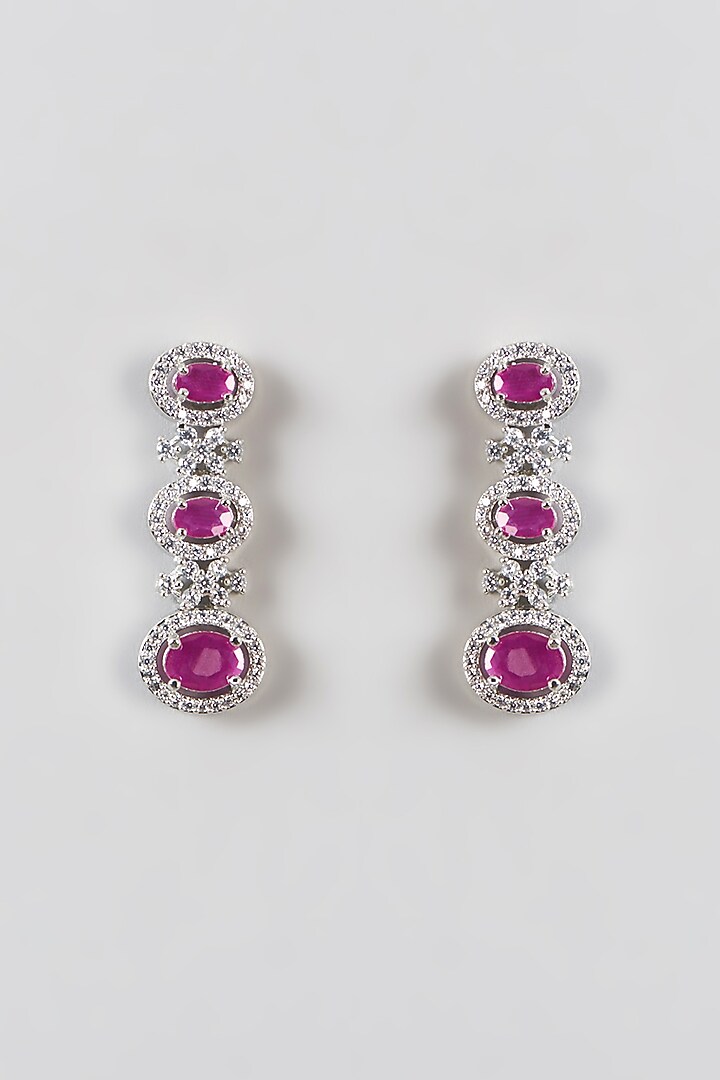 White Finish Zircon & Ruby Necklace Set by Aster at Pernia's Pop Up Shop