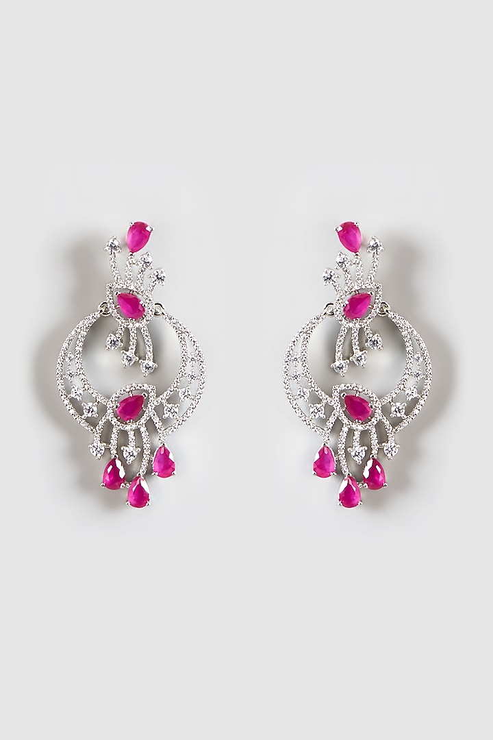 White Finish Zircon & Ruby Stone Necklace Set by Aster at Pernia's Pop Up Shop