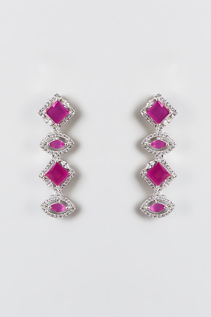 White Finish Zircon & Ruby Necklace Set by Aster at Pernia's Pop Up Shop