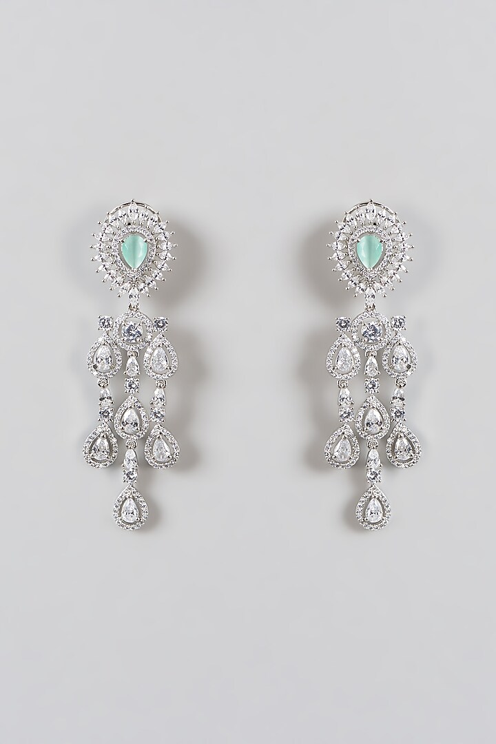 White Finish Zircon & Turquoise Stone Necklace Set by Aster at Pernia's Pop Up Shop