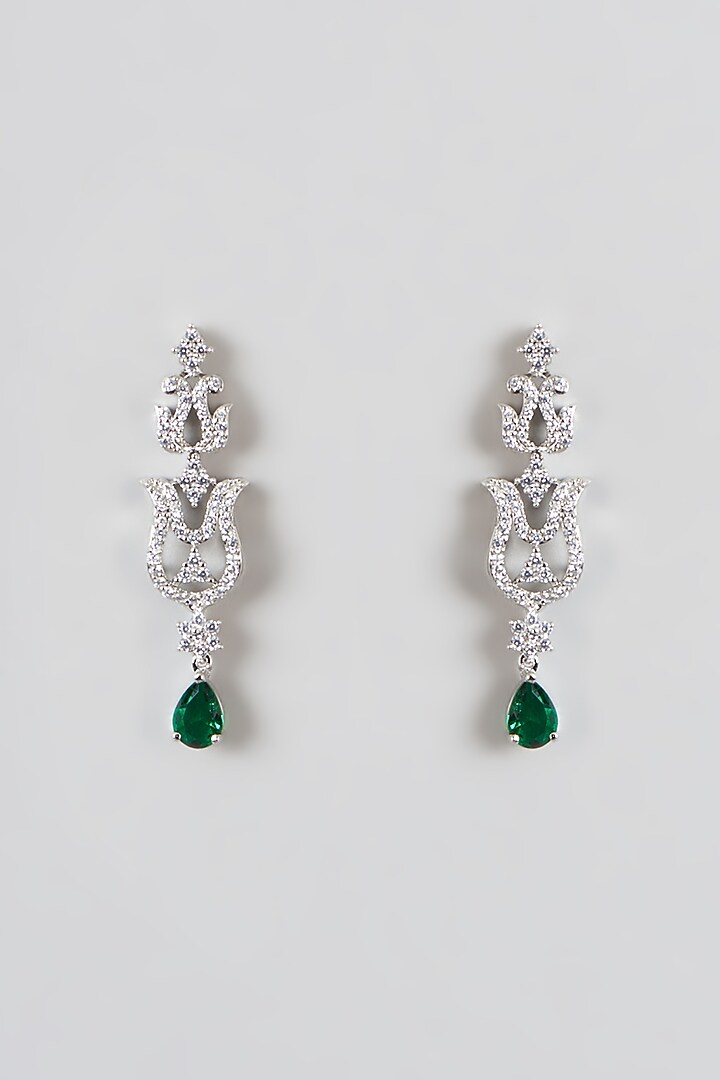 White Finish Zircon & Emerald Necklace Set by Aster at Pernia's Pop Up Shop