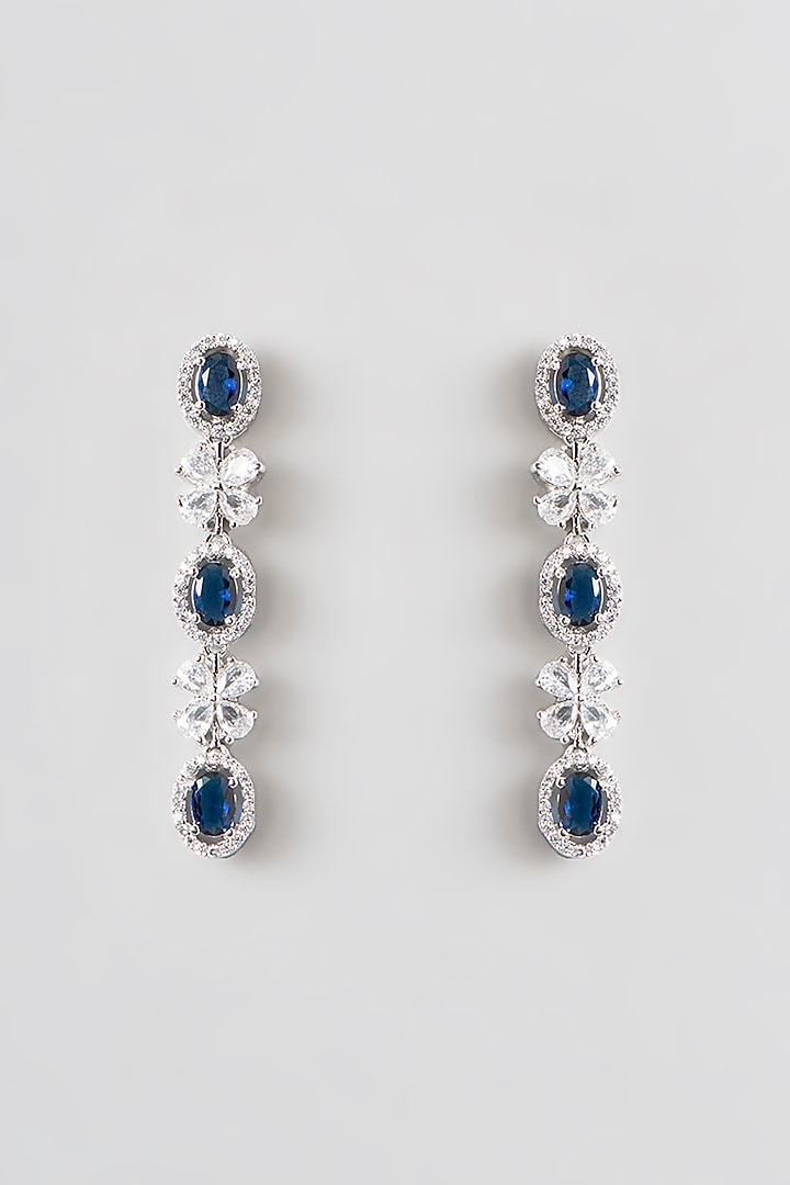 White Finish Zircon & Sapphire Necklace Set by Aster at Pernia's Pop Up Shop