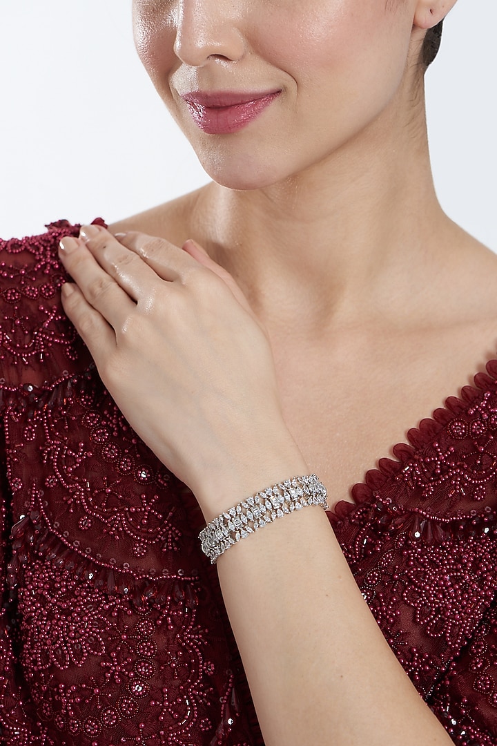 White Finish Zircon Bracelet by Aster at Pernia's Pop Up Shop