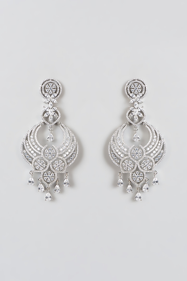White Finish Zircon Dangler Earrings by Aster at Pernia's Pop Up Shop
