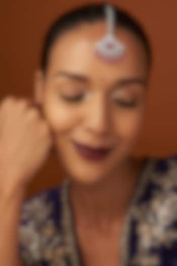 White Finish Zircon & Red Stone Maangtikka by Aster at Pernia's Pop Up Shop